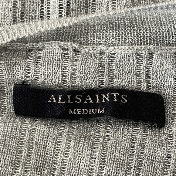 AllSaints Women's Gray Lightweight Knit Open Front JENNA Cardigan Size M - Picture 9 of 10